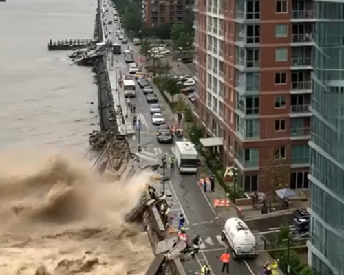 🚨Flooding causes complete collapse of riverside buildings!👇