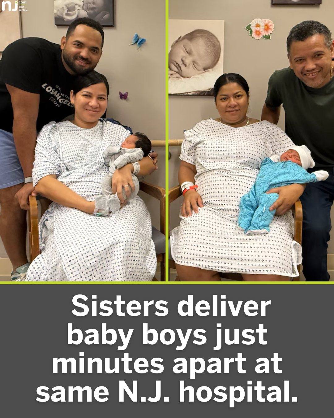 What are the odds! Sisters deliver baby boys minutes apart at same N.J. hospital.