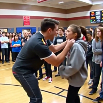 The high school bully insulted her in front of the entire school and started mocking