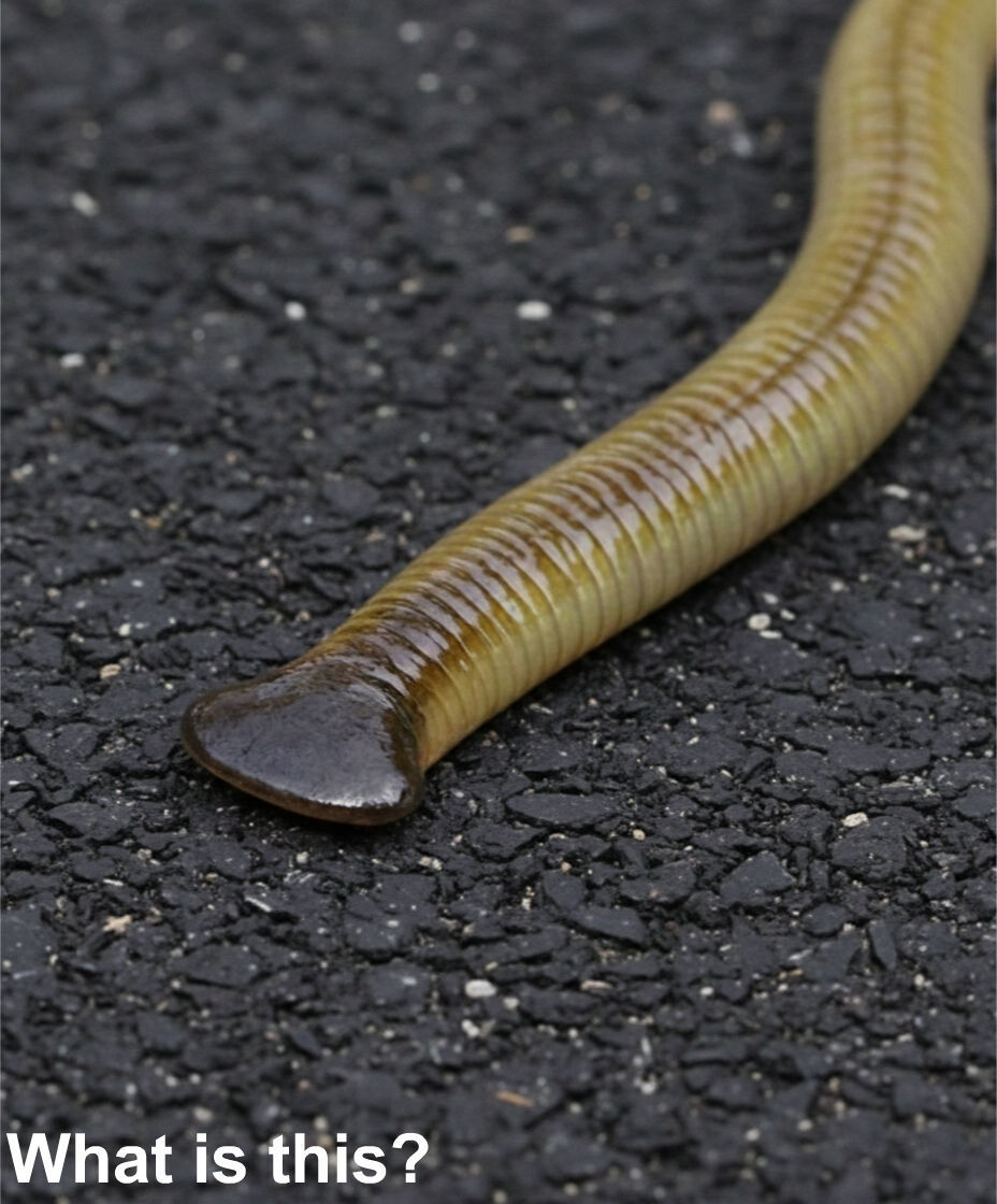 Spotted this long worm with a flat, shovel-shaped head slithering on the patio stones. It.