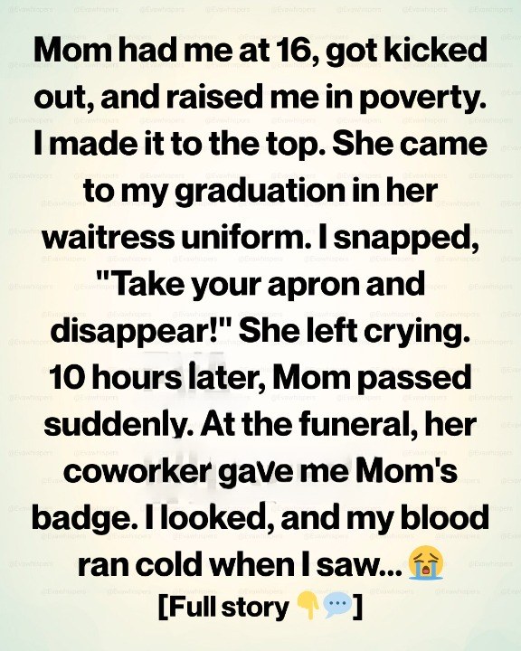 I Was Ashamed of My Waitress Mother—Until I Read Her Badge at the Funeral