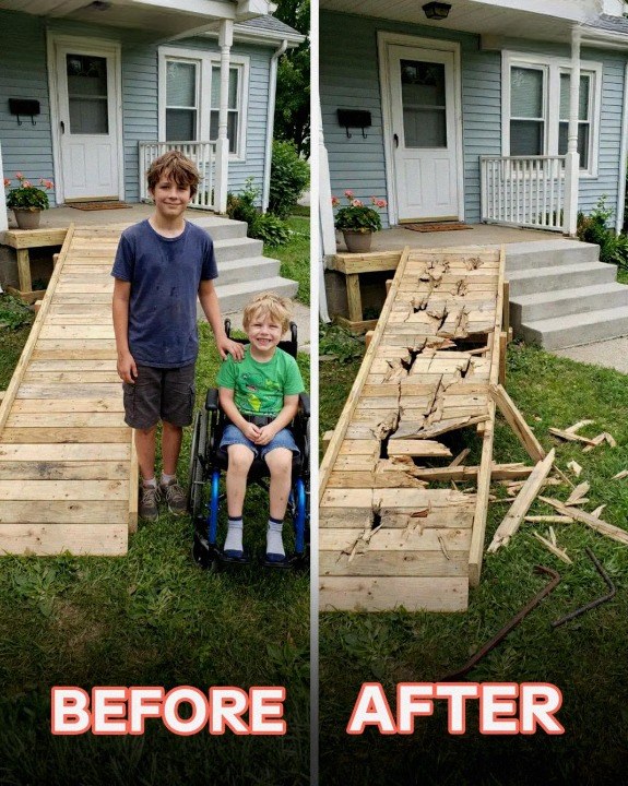 My son built a ramp for the boy next door—then a rude neighbor tore it apart, but karma caught up with her sooner than she ever expected.