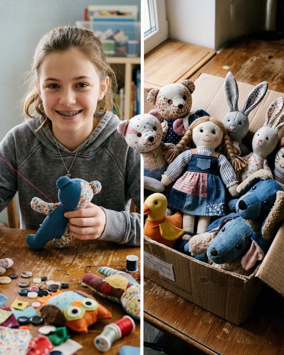 My 13-year-old daughter chose to make stuffed toys from her late sister’s clothes for children in need—then she found a phone hidden in one of the cardigan pockets that I had never seen before.