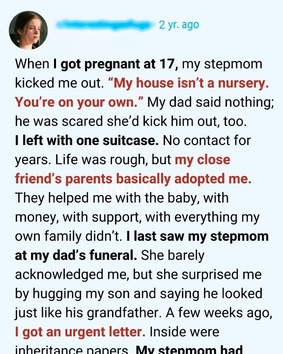 My stepmother threw me out at seventeen when she found out I was pregnant — years later, a letter she left behind changed everything.