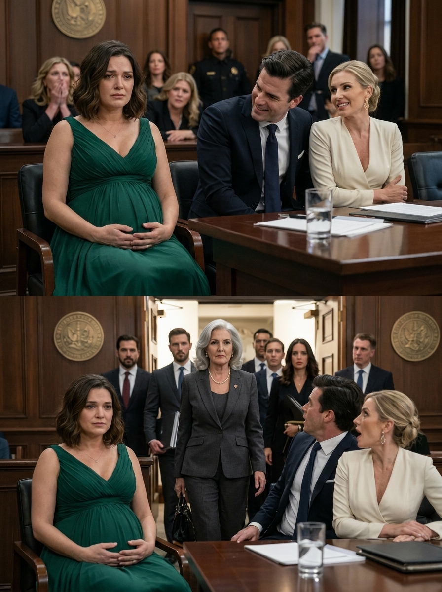 At the divorce hearing, I’m eight months pregnant—hands on my belly, trying to breathe through the whispers. My husband smirks and leans in, voice like a k:nife: “Let’s see how you’ll survive without me.”